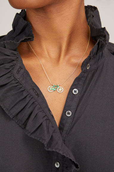 Aliita Necklaces Bicycle Enamel Necklace in Pistachio Green/White Aliita Bicycle Enamel Necklace in Pistachio Green/White