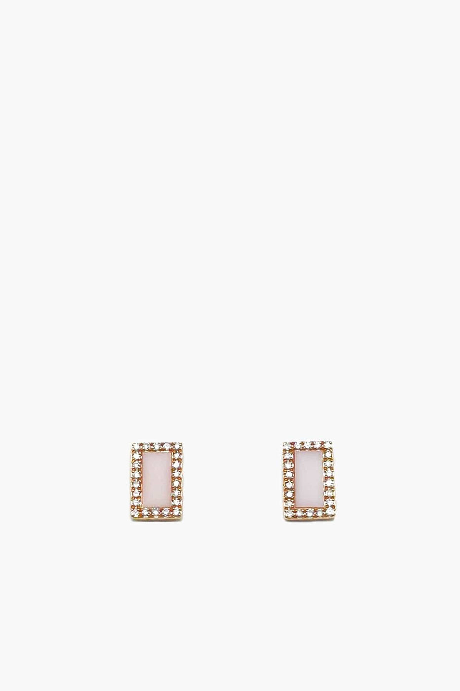 C'est Nuit Earrings Pink Onyx and Pave Diamond Rectangle Earrings in Rose Gold